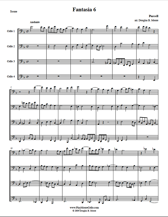 Purcell: 3 Fantasia Quartets, for 4 Celli