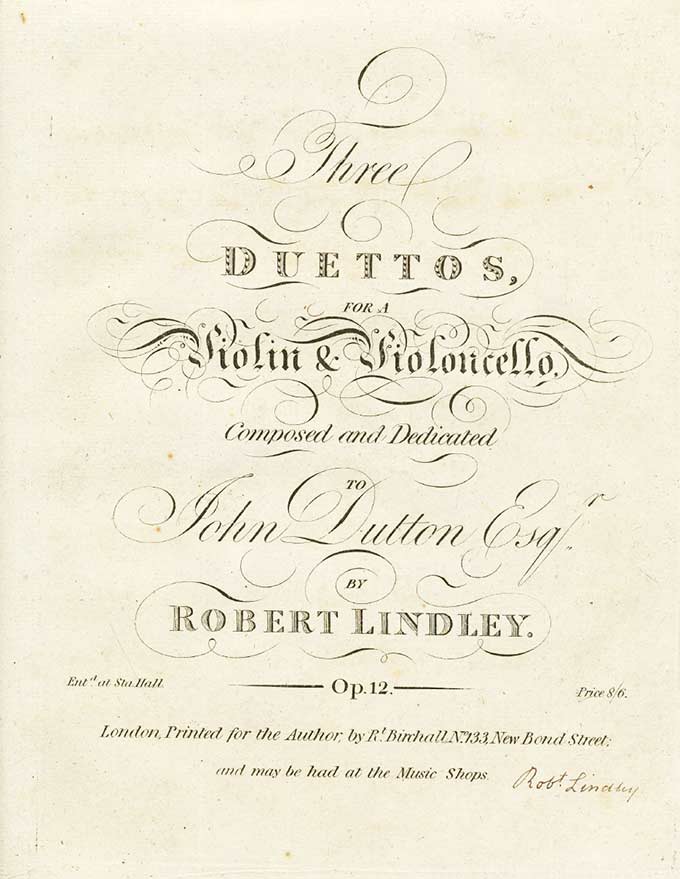 Lindley: Three Duetts for Violin and Cello Op 12, No. 1 in F Minor, No. 2 in A Minor and No. 3 in F-Sharp Minor